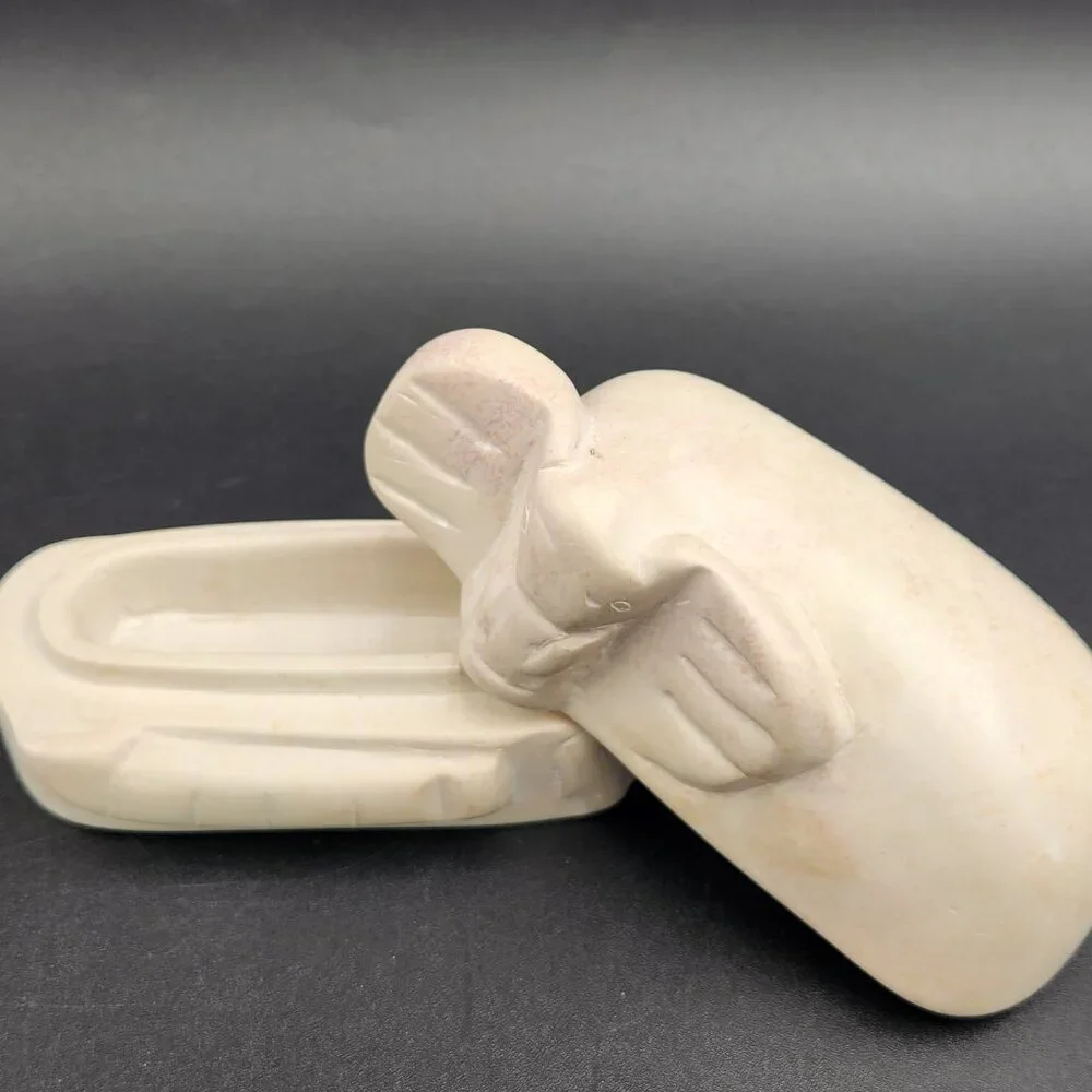 African Soapstone Hand Carved Elephant Trinket Box Carved in Kenya
